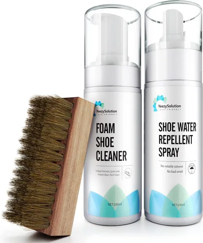 EZSolution - Kit de limpieza de zapatos, solución de limpieza de espuma 2 en 1 y protector repelente de manchas para zapatos de gamuza, nubuck,