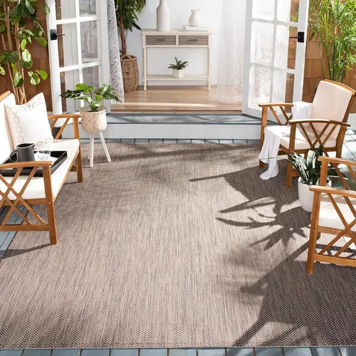 Miniatura 94 de SAFAVIEH Alfombra Lavable para Exteriores Colección Courtyard - Pasillo de 2'3" x 6'7", Azul Marino y Gris, No Desprende Pelusa y Fácil Limpieza