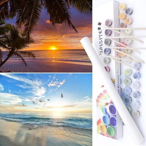 Miniatura 55 de BAISITE Kit de pintura por números para adultos principiantes, 12 pulgadas de ancho x 16 pulgadas de largo, paquete de 2 lienzos para kits