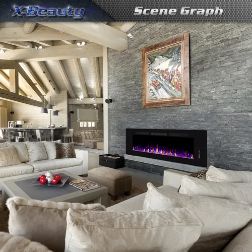 Miniatura 5 de Xbeauty Chimenea eléctrica de 36 pulgadas empotrada en la pared y montada en la pared, calentador de chimenea de 1500 W y chimenea lineal