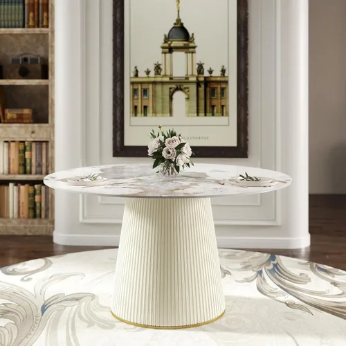 Miniatura 13 de Montary Juego de 2 sillas de comedor, modernas sillas de piel sintética color blanco crema con patas de metal dorado y respaldo ergonómico para sala
