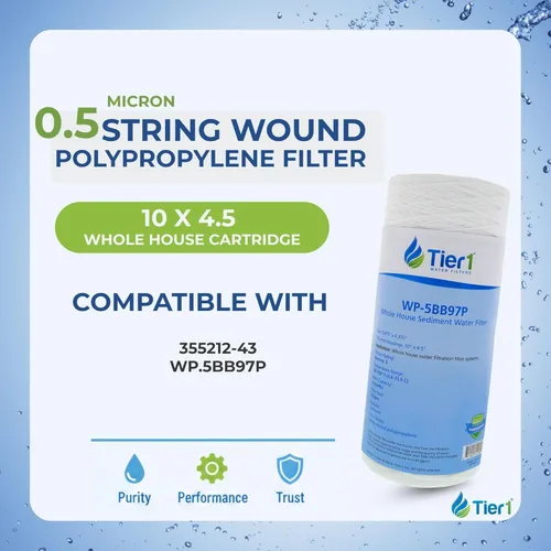 Miniatura 2 de Tier1 Filtro de agua de 0.5 micrones de 10 x 4.5 pulgadas Cartucho de polipropileno ultrafino para toda la casa Reemplazo para Pentek 355212-43