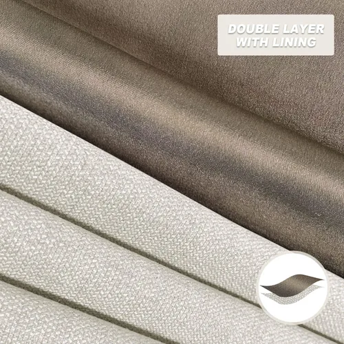 Miniatura 4 de Cortinas beige para sistema de pista, cortinas de lino sintético plisadas, 85% opacas, con aislamiento térmico personalizado, cortinas de protección
