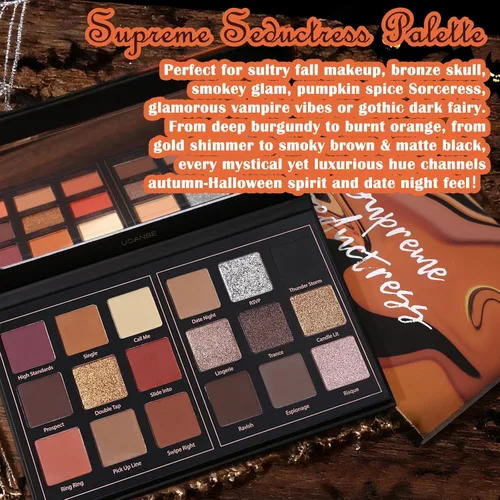 Miniatura 6 de Prism Makeup Paleta de maquillaje de sombra de ojos mate Pro 18 colores con brillo pigmentado y purpurina, sombra en polvo ahumada larga duración e