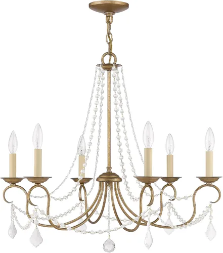Miniatura 2 de Livex Lighting 6516-48 Pennington Lámpara de araña de 6 luces, hoja de oro antiguo