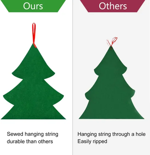Miniatura 4 de Juego de árbol de Navidad de fieltro de 4 pies con 36 adornos – Árbol de Navidad de fieltro para colgar en la pared para niños pequeños, decoración