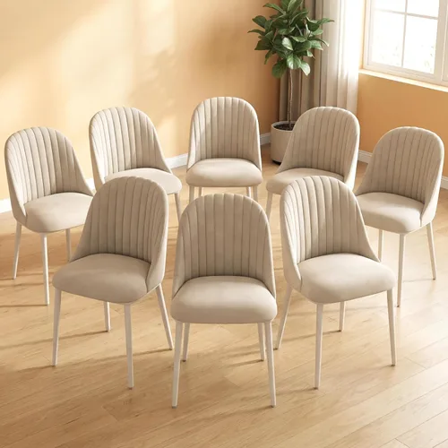 Miniatura 26 de Juego de 2 sillas de comedor, sillas de escritorio modernas, silla decorativa tapizada con respaldo curvado con patas de metal para oficina en casa