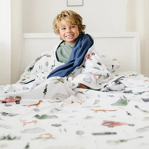 Miniatura 7 de Pobibaby Manta de bebé de alta calidad para niños, colcha de algodón suave y elástico para bebé, manta de cuna de 3 capas y mantas para niños