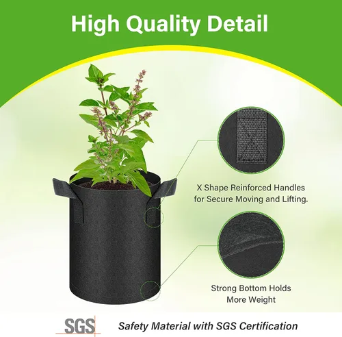 Miniatura 4 de HealSmart Paquete de 6 bolsas de cultivo no tejidas de 1 galón, macetas de tela de aireación con asas, adecuadas para frutas de jardín, verduras