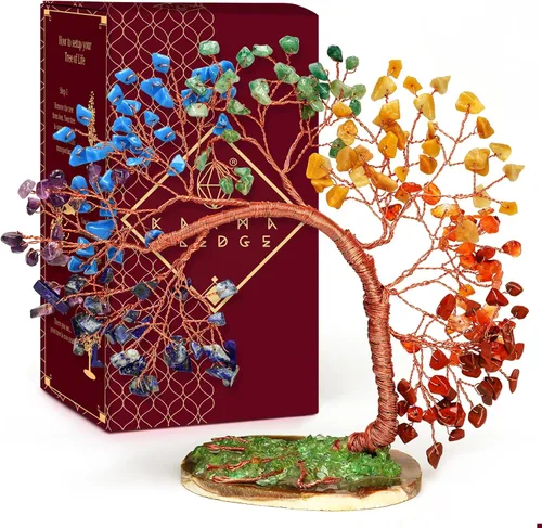 Miniatura 36 de Árbol de la vida de cristal de amatista curativos de chakras, árboles bonsái de Feng Shui para energía positiva, dinero, buena suerte, árbol