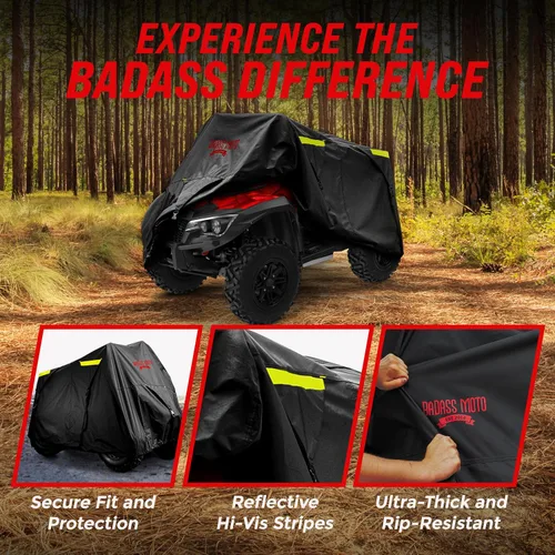Miniatura 3 de Cubierta de protección para motocicleta de la marca Badass Motogear, con rayas reflectantes de seguridad nocturnas, escudos de calor
