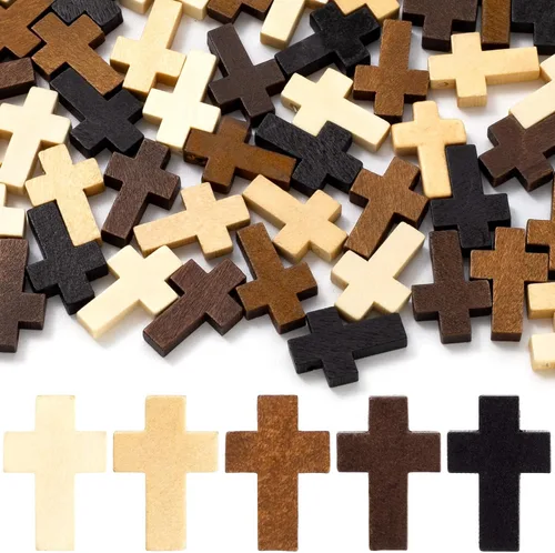 Miniatura 12 de 120 dijes de cruz para hacer joyas, cuentas de cruz religiosa para pulseras, cruces para hacer joyas, pulseras, collares, manualidades (6 colores)