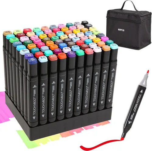 Juego de marcadores artísticos de doble punta de 80 colores, marcadores a base de alcohol para adultos y niños, para colorear dibujos, bocetos,