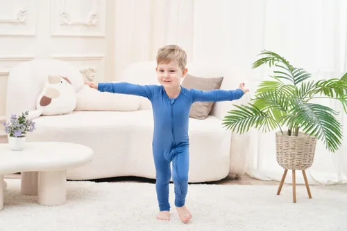Miniatura 6 de Pijama de viscosa de bambú sin pies para niños y niñas, pijamas con cremallera para dormir y jugar, mameluco - 0-24 meses