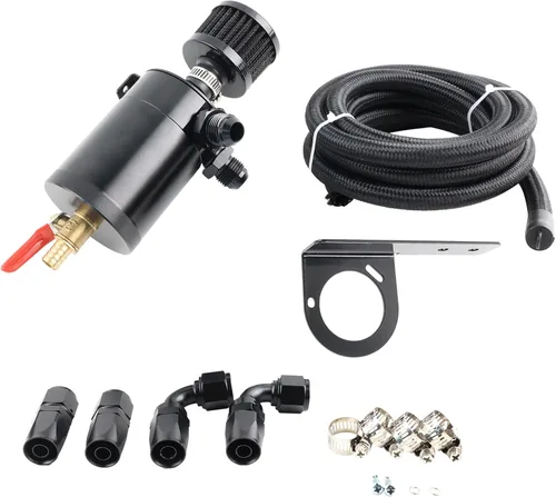 6AN lata de respiración con vaso de drenaje de 350ML y kit de montaje de manguera de combustible de 10 pies 6AN 3/8" con manguera de combustible
