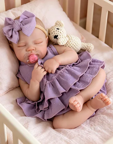 Miniatura 8 de Aori Muñeca de bebé renacida realista para niñas - Muñecas de bebé recién nacidas de 22 pulgadas, adorables bebés realistas, conjunto de regalos