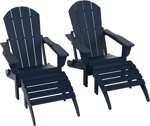 Miniatura 49 de WestinTrends Reposapiés otomano Adirondack para patio al aire libre, taburete de madera de polietileno para todo tipo de clima, ampliamente Azul