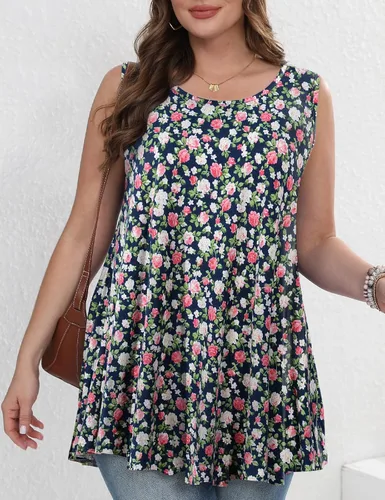 Miniatura 4 de JollieLovin Camiseta sin mangas para mujer, ajuste holgado, con dobladillo acampanado, cómoda blusa con vuelo (disponible en tallas extragrandes)