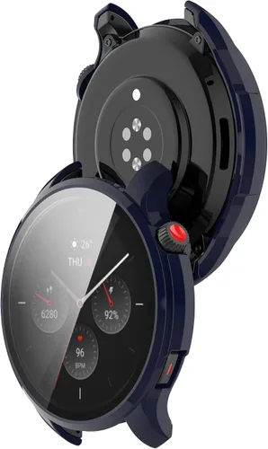Miniatura 3 de Funda protectora compatible con Amazfit GTR 4, protector de pantalla de vidrio templado de policarbonato duro, ultrafina, cubierta completa, a