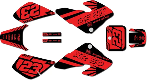 Miniatura 14 de Kit de gráficos para Honda XR50 (2000-2003) Serie FH Azul Rojo 9 Mil - Kit de calcomanías de gráficos personalizados de carreras para motos