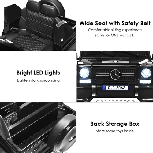 Miniatura 5 de HONEY JOY Camión para Paseo con Licencia Mercedes-Benz Maybach G650, Juguetes Eléctricos con Control Remoto, Luces LED, Música, Arranque Lento, Negro