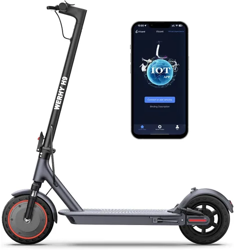 WERHY Scooter eléctrico, potente motor de 350 W/500 W, velocidad máxima de 19/22 MPH, rango de 15 a 28 millas, scooter plegable ligero con sistemas