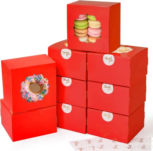 Miniatura 12 de Cajas pequeñas para galletas de 4 pulgadas, 50 piezas, blanco - Cajas de dulces de panadería con ventana para regalar, contenedores para llevar