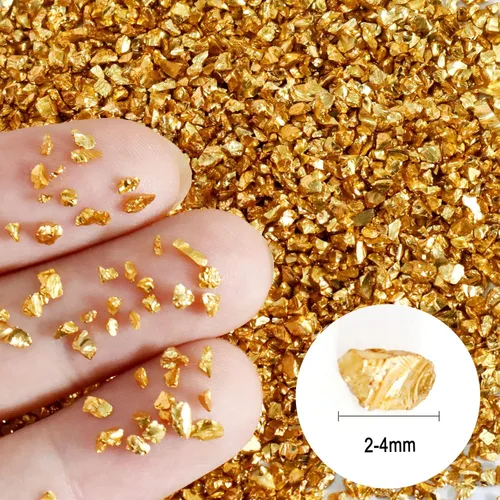 Miniatura 2 de Ceya 150g/ 5.3oz de chips de cristal de vidrio triturado irregular dorado metálico, purpurina de vidrio roto 2-4mm, purpurina gruesa