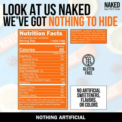 Miniatura 4 de Nakedade Blueberry Lemonade - Polvo de bebida deportiva que mejora el rendimiento, polvo de electrolitos, sin OMG ni edulcorantes artificiales, sin