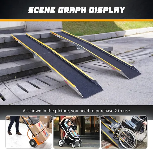 Miniatura 7 de Ruedamann Rampas de carga de aluminio de 71 pulgadas para camionetas, remolques, rampa plegable para motocicleta, capacidad de 600 libras, rampa