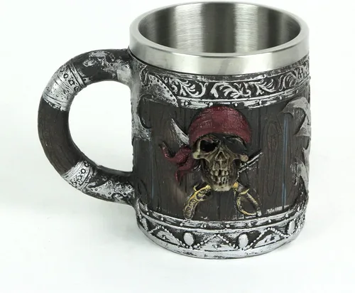 Miniatura 2 de Things2Die4 Taza de café gótica con diseño de calavera pirata de madera
