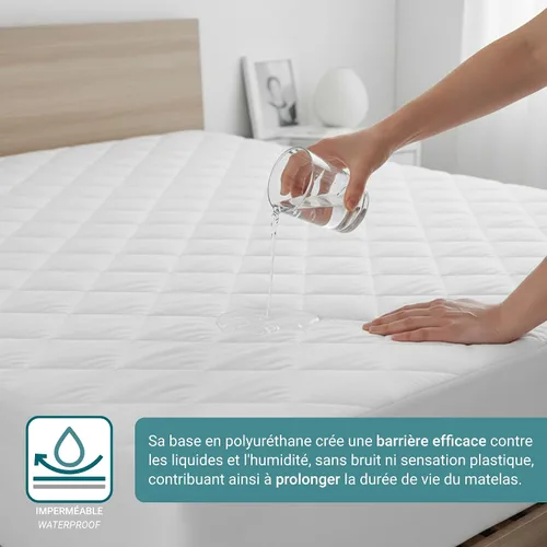 Miniatura 3 de Protector de colchón acolchado, impermeable y adaptable con cintura elástica, transpirable y resistente a los líquidos, protector de colchón