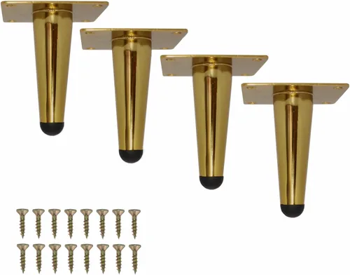 WEICHUAN Patas rectas de repuesto de metal dorado para sofá, silla, otomana, sofá biplaza otomana, mesa auxiliar, patas de gabinete (4 pulgadas,