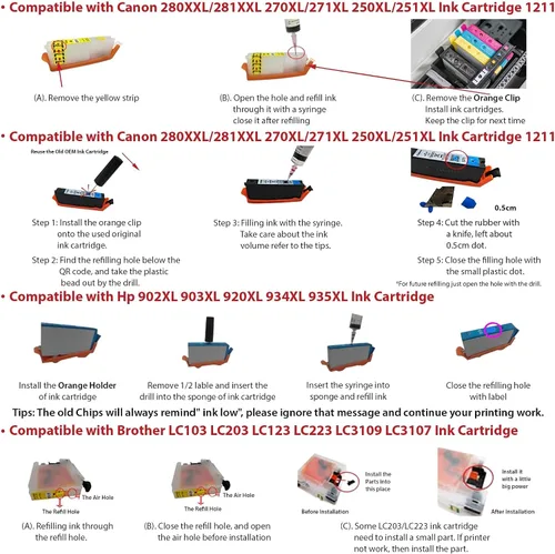 Miniatura 4 de Botella de tinta de repuesto negra de 3.4 fl oz compatible con PGI-280 / CLI-281 XL PIXMA TS9120 TS8120 TS8220 TS9520 TR8520 TR7520 TS6120