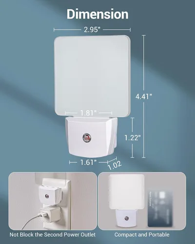 Miniatura 6 de DEWENWILS Luces nocturnas que se enchufan a la pared, luces LED de noche con sensor de atardecer a amanecer, luz nocturna blanca fría para baño