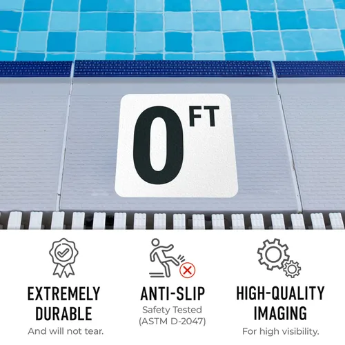 Miniatura 2 de Marcador adhesivo de vinilo de profundidad de piscina, 6 x 6 pulgadas, marcador de piscina antideslizante, fabricado en Estados Unidos