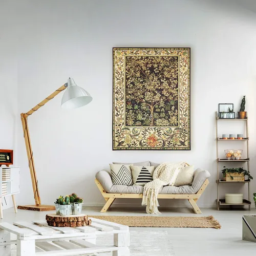 Miniatura 2 de Árbol de la vida Umber - Artes y manualidades - William Morris - Patrón de árbol espiritual adornado - Tapiz tejido de algodón para colgar - Estados