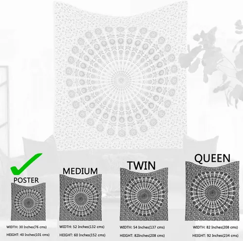 Miniatura 2 de raajsee - Tapiz azul y naranja con mandala - Mejor colgante de pared con mandala - Tapiz para la cama para dormitorio estético - Tamaño póster