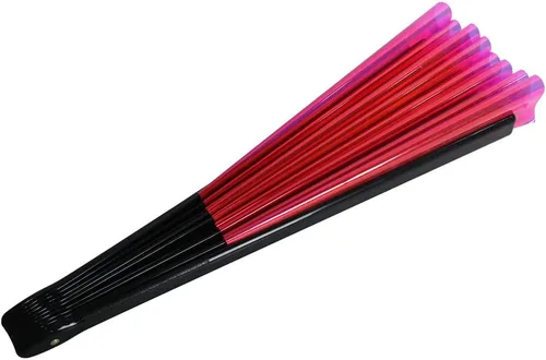 Miniatura 6 de HeyToo Ventilador de mano plegable grande y brillante para fiesta, club nocturno, festival, Halloween, accesorios de traje de 13 pulgadas, fucsia