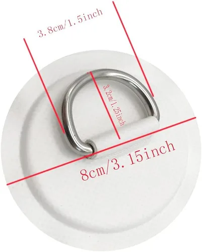 Miniatura 2 de JuneKooler - 8 piezas de anillos en D de acero inoxidable para barco inflable, parche de anillo en D de sup, parche de anillo D para kayak, parche