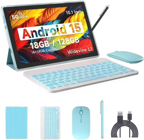 Miniatura 12 de IWEGGO Tablet Android 15, 10 pulgadas 18 GB RAM+128 GB ROM/2TB tableta expandible, procesador de cuatro núcleos de 2.0 GHz, pantalla táctil HD 1280