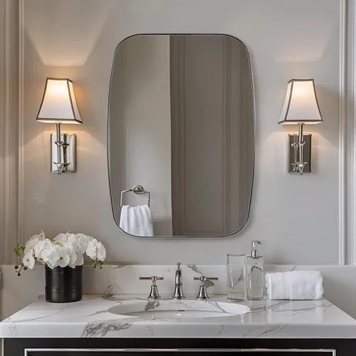 Miniatura 20 de ANDY STAR - Espejos ovalados negros para baño, espejo grande de 24x36 pulgadas con marco de metal negro mate oblongo para pared, espejo moderno