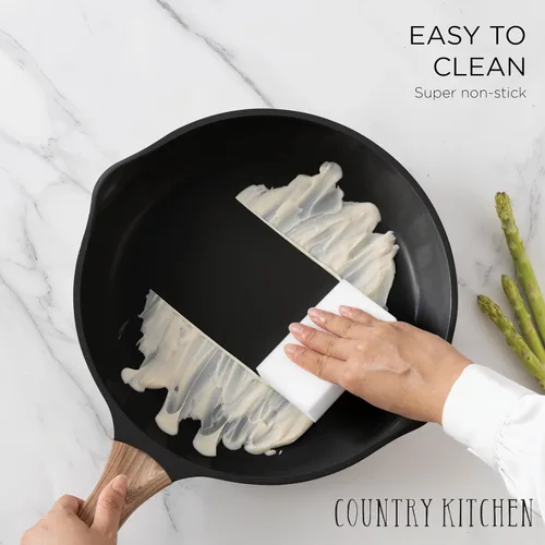 Miniatura 8 de Country Kitchen Juego de ollas y sartenes antiadherentes, juego de utensilios de cocina de aluminio fundido con utensilios, juego de cocina