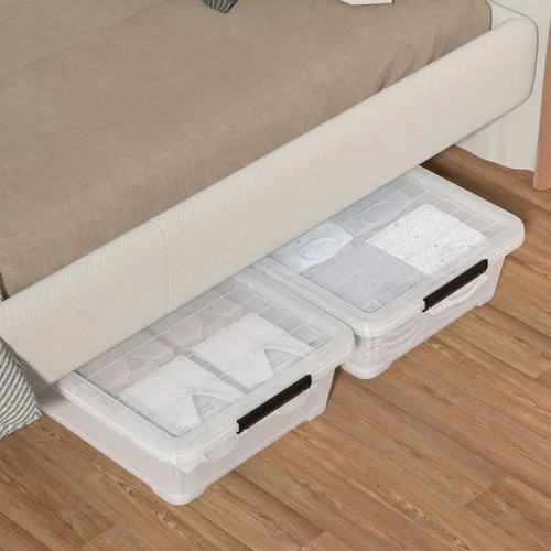 Miniatura 6 de Hespama Contenedor de plástico de 40 cuartos de galón con ruedas, 4 paquetes de caja de almacenamiento grande con pestillo, transparente Large