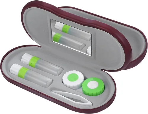 Miniatura 14 de Healifty Estuche para lentes de contacto y estuche para gafas, funda doble 2 en 1, con removedor de pinzas de espejo, caja de almacenamiento