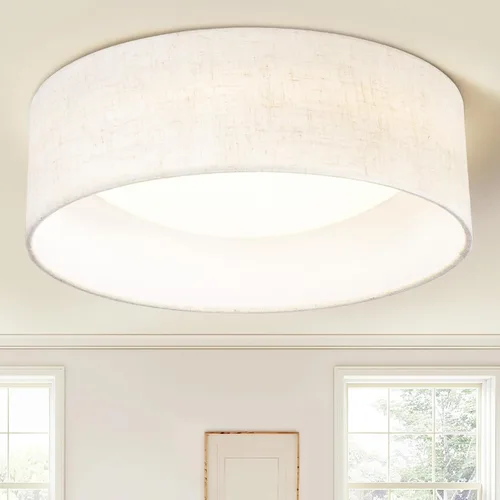 Hamilyeah Lámpara de techo LED de montaje empotrado con pantalla de tela, accesorio de iluminación de cocina de 12 pulgadas, montaje de techo 5CCT,
