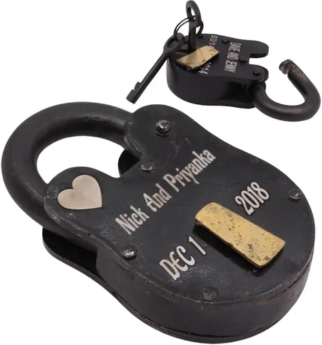 Miniatura 4 de RII - Candado de amor personalizado, negro, candado con llave, recuerdo grabado, regalo para marido, esposa, novio, novia, candado de amor