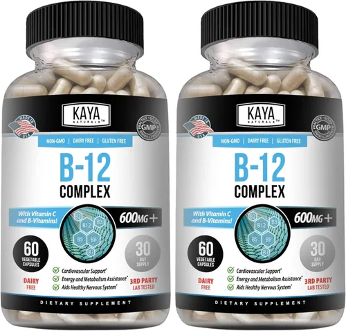 Miniatura 12 de Kaya Naturals Complejo B-12 Suplemento multivitamínico para mujeres y hombres potenciador de energía y metabolismo Vitamina del complejo B