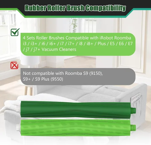 Miniatura 2 de 4 juegos de cepillos de rodillo de repuesto para iRobot Roomba serie i, j y e, cepillos de goma multisuperficie para i3 i7 E5 j7 i4 i7+ i3+ i4+ i5
