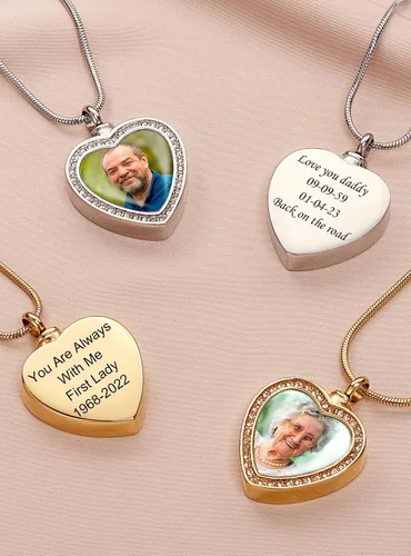 Miniatura 6 de Fanery sue Collar de urna con foto personalizada para cenizas, collar de cenizas personalizado con imagen en el interior, joyería de cremación